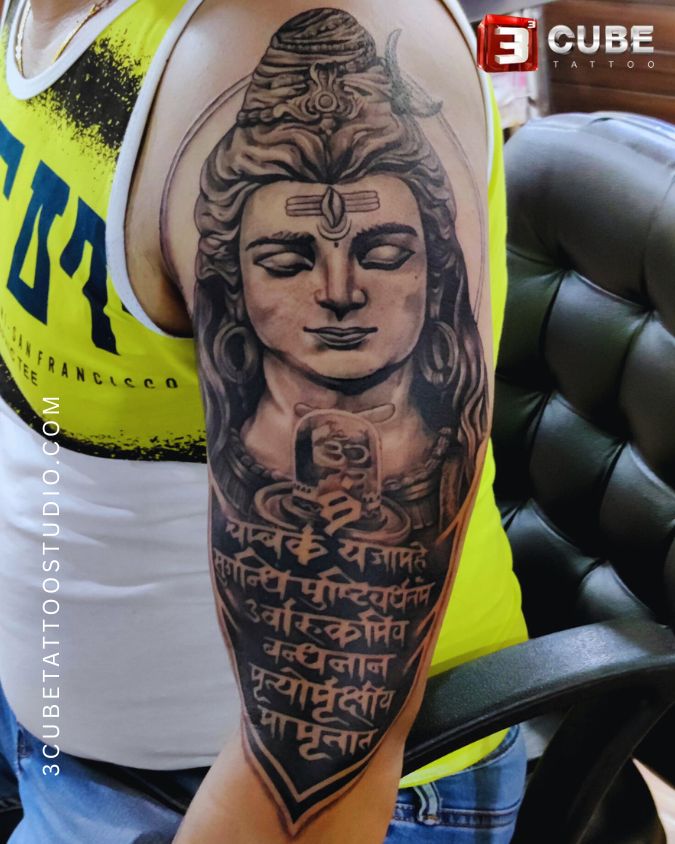 Shiva in Meditation pose tattoo made by the best tattoo artist in Kolkata