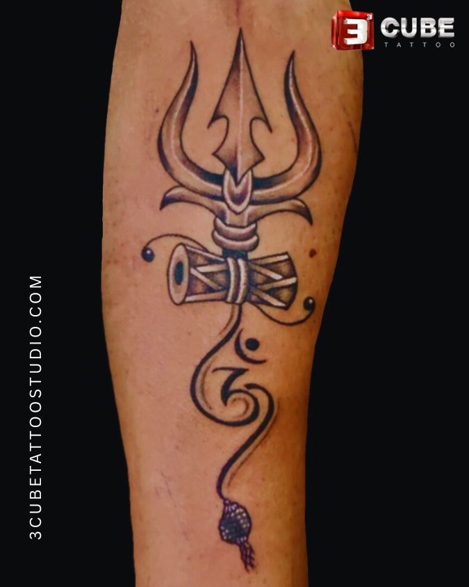 Get Shiva Tattoo on Hand from 3 Cube Tattoo in symbol of Trishul