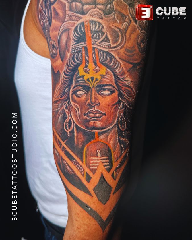 Shiva Tattoo on Shoulder made by 3 Cube Tattoo, the best tattoo studio in Kolkata