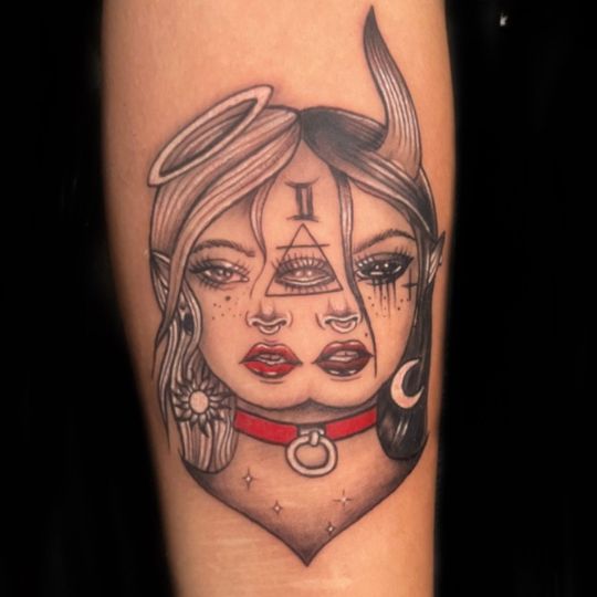A vibrant pop culture tattoo inspired by anime and movies done at 3 Cube Tattoo.